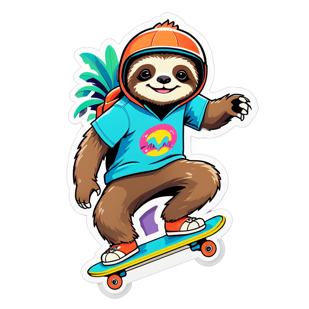sloth riding a skateboard