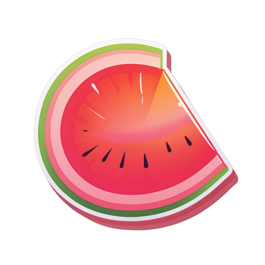 watermelon slice with orange pink red flesh gradient